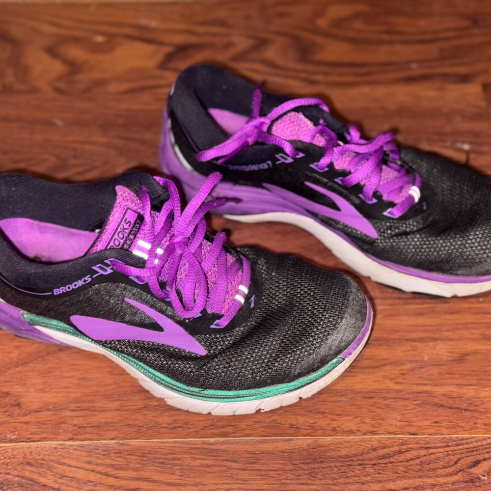 Brooks Black and Purple Athletic Running Shoes